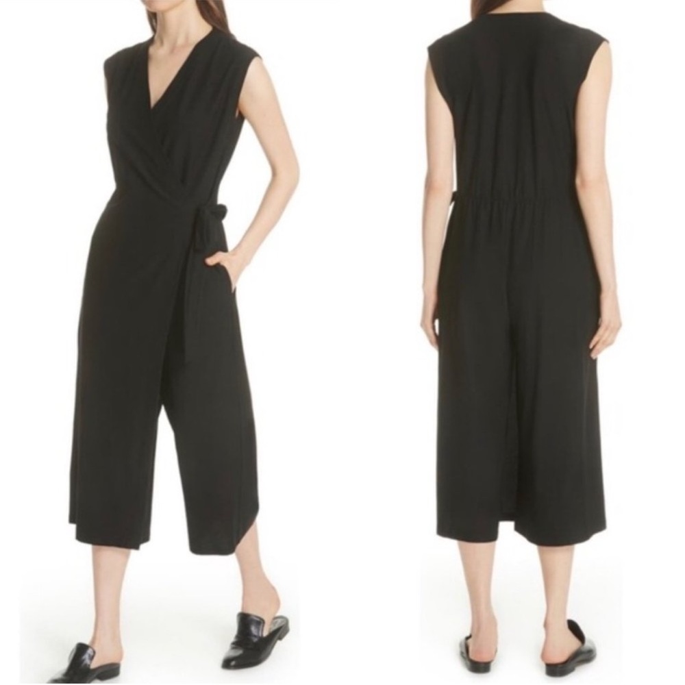 Eileen Fisher Faux Wrap‎ 2/4 Petite Black Jumpsuit